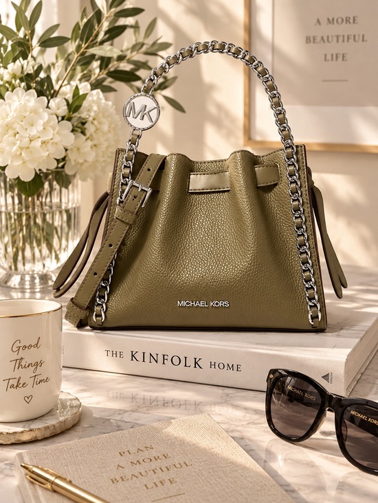 Michael Kors Handbags - Michael Kors Mina Small Chain Leather Convertible Bag